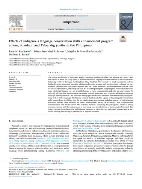 Effects of indigenous language conversation skills enhancement .